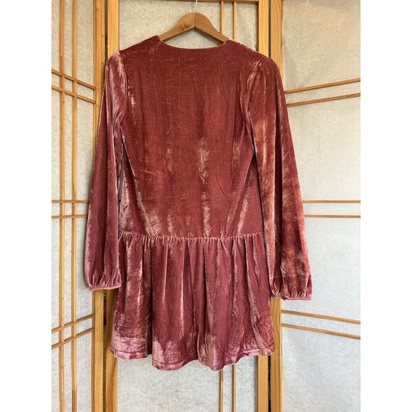 NWT Pink Velvet Tunic Small Dress, Endless Rose, Romantic Boho Drop Waist, Lined - Picture 6 of 10